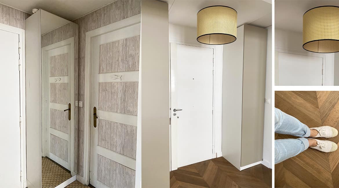 Entrée avant après appartement parisien
