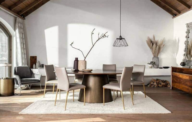 Table ovale bois effet laiton 150 cm large