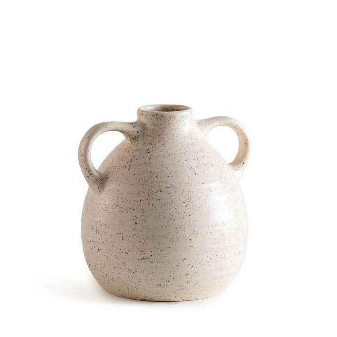 Vase jarre deux anses petit format moucheté