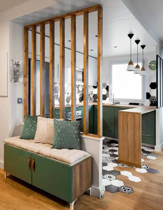 Entrée mise en beauté - bois et vert