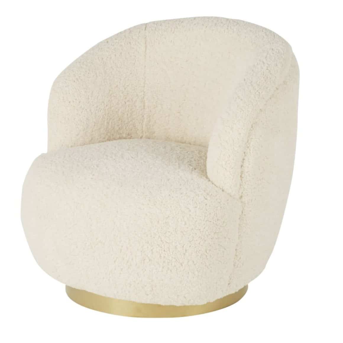 Fauteuil bouclettes pivot écru