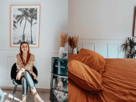 Chambre rénovée moulures murales design d'intérieur