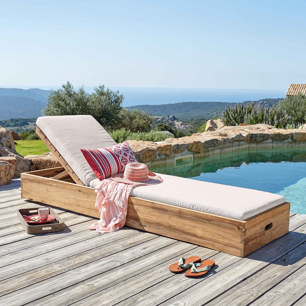 Bain de soleil teck confortable ajustable 