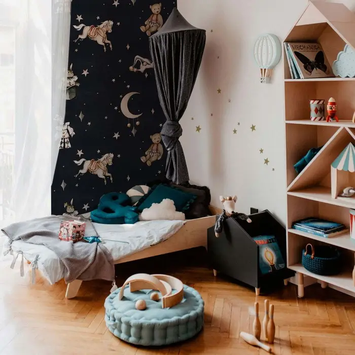 Papier peint bleu nuit ciel nocturne chambre enfant