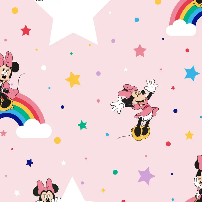 Papier peint Minnie arc en ciel rose chambre petite fille