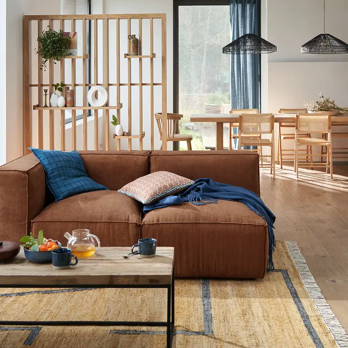 Canapé angle modulable confortable décoration aménagement pour aménager un petit salon