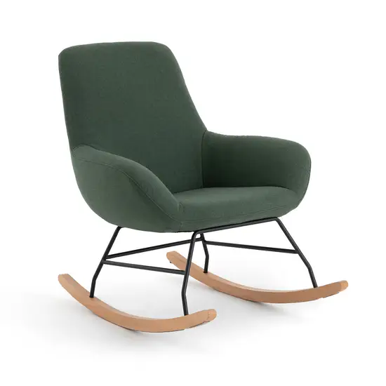Rocking chair vert pieds bois confortable