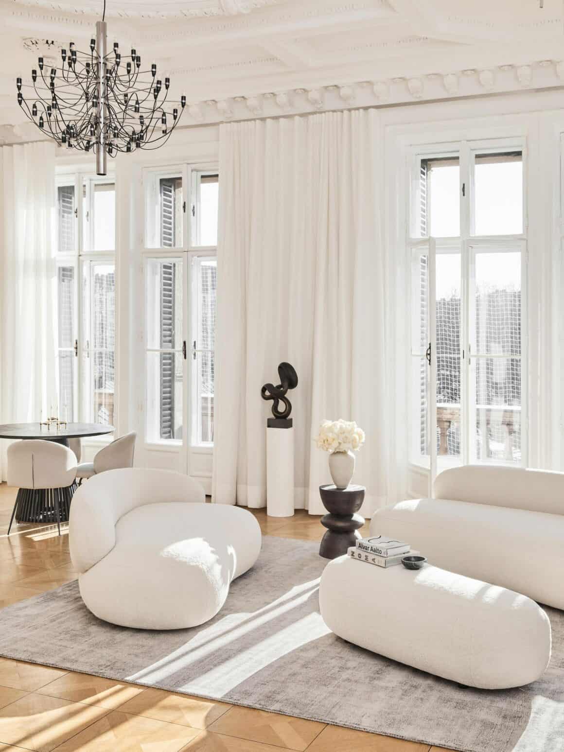 Canapé arrondi blanc forme haricot Westwing