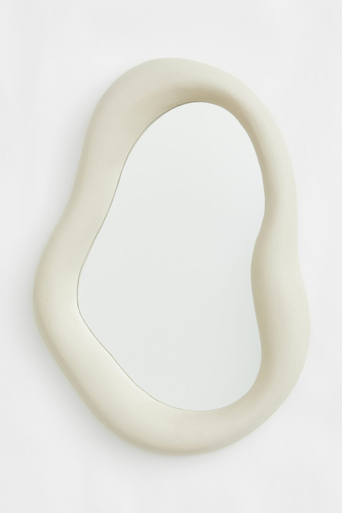 Miroir asymétrique blanc beige
