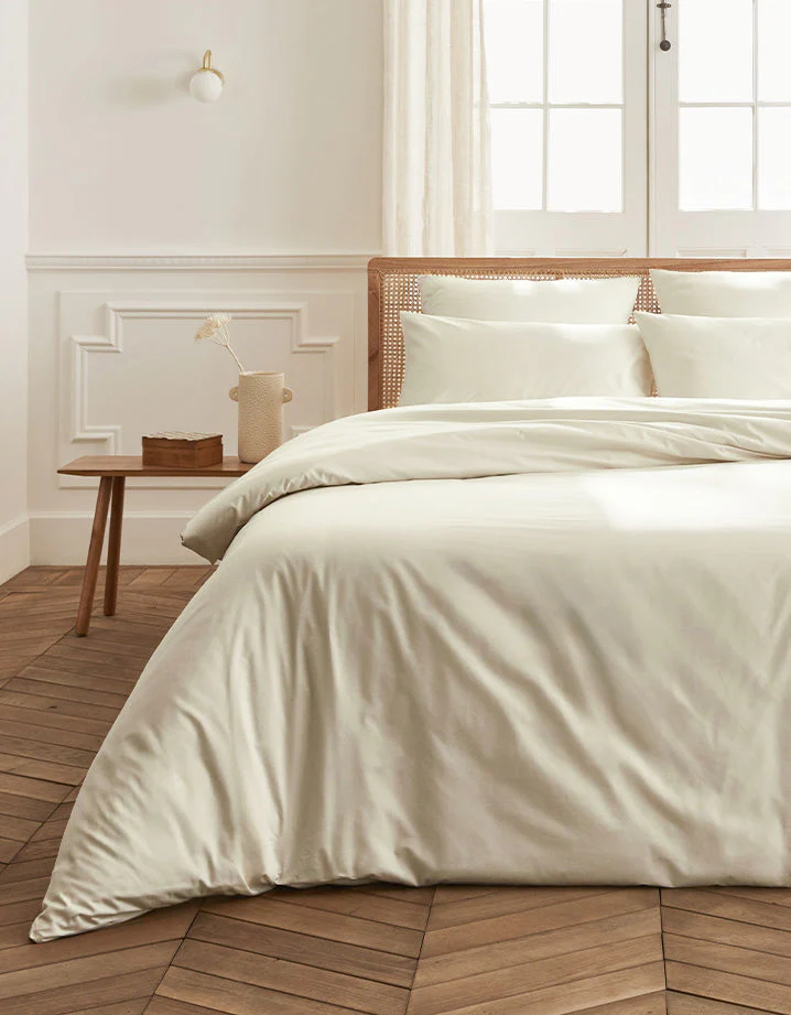 Parure de lit en coton beige