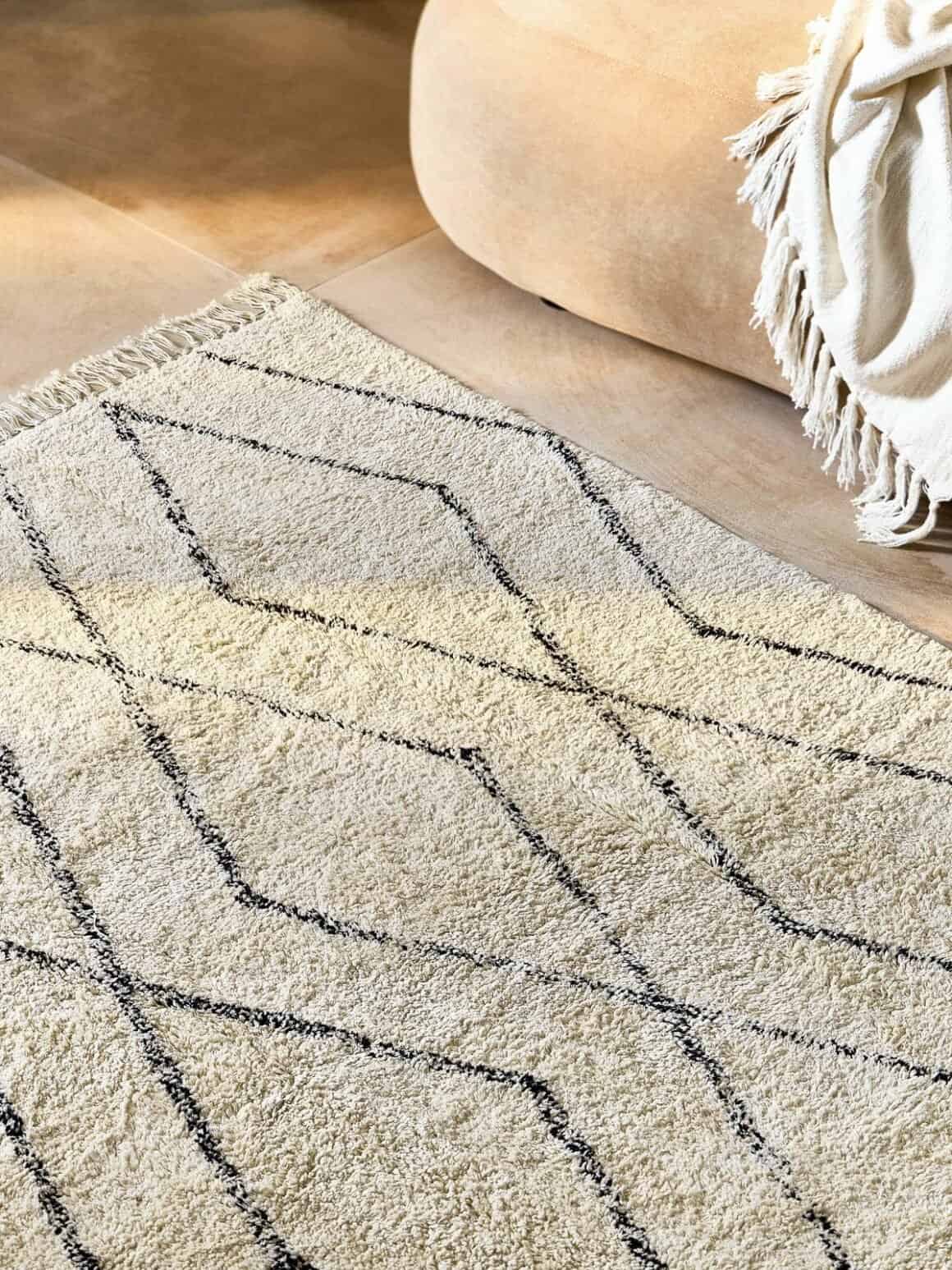 Tapis d'entrée en coton à franges, tufté main