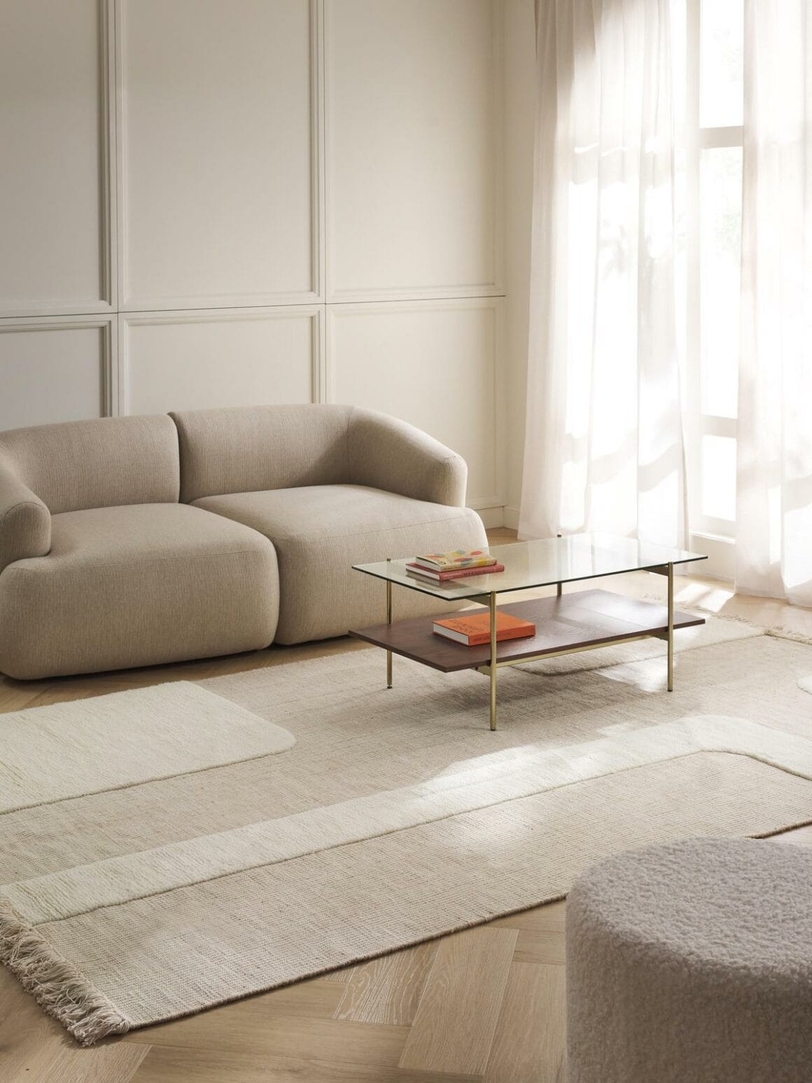 Tapis en laine avec motifs en relief