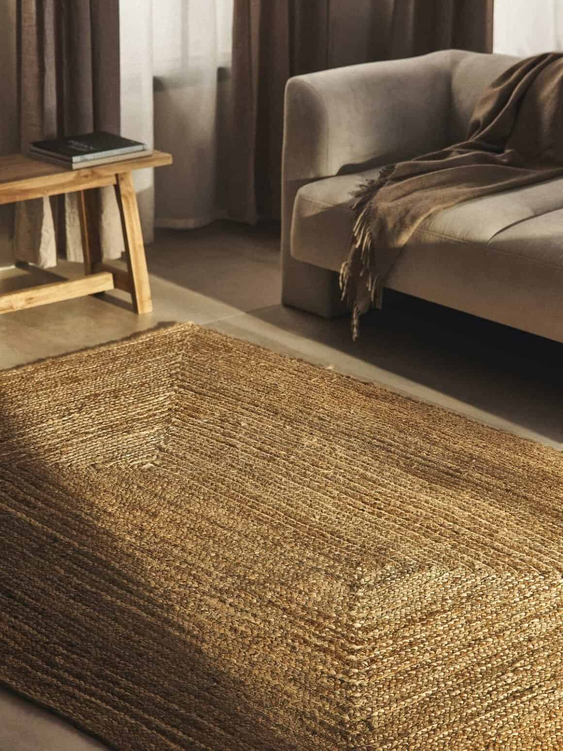 Tapis en jute / rotin fait main ambiance boho