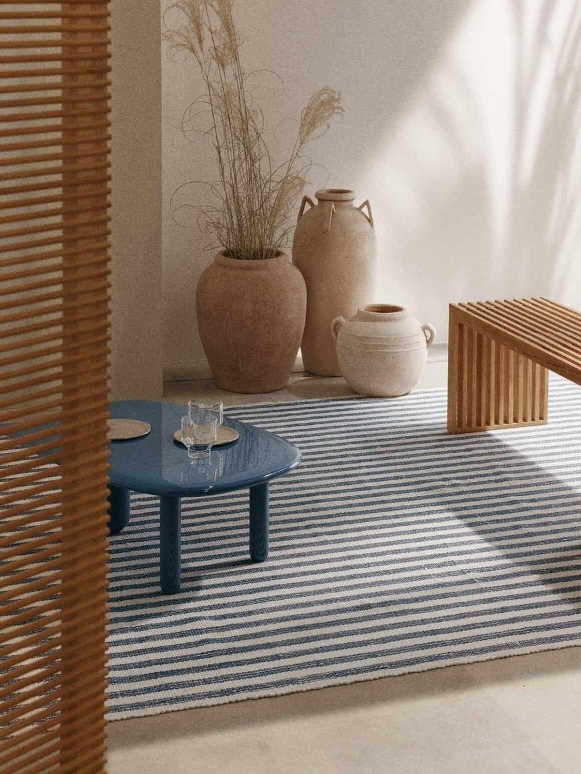 Tapis rayé pour l'intérieur et pour l'extérieur